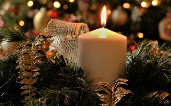 Christmas Candle And Bokeh